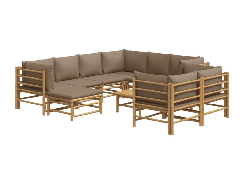 Ensemble de mobilier de jardin marron 10 pièces avec coussins, 55 x 65 x 30 cm