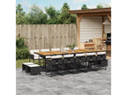 Ensemble de mobilier de jardin noir 15 pièces avec coussins, 330 x 73 x 106 cm