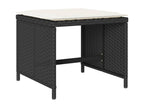 Ensemble de mobilier de jardin noir 13 pièces avec coussins, 63,5 x 63,5 x 62 cm