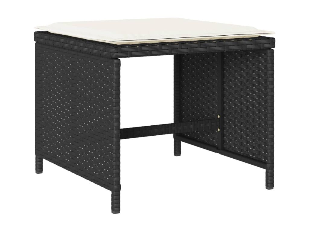 Ensemble de mobilier de jardin noir 13 pièces avec coussins, 63,5 x 63,5 x 62 cm