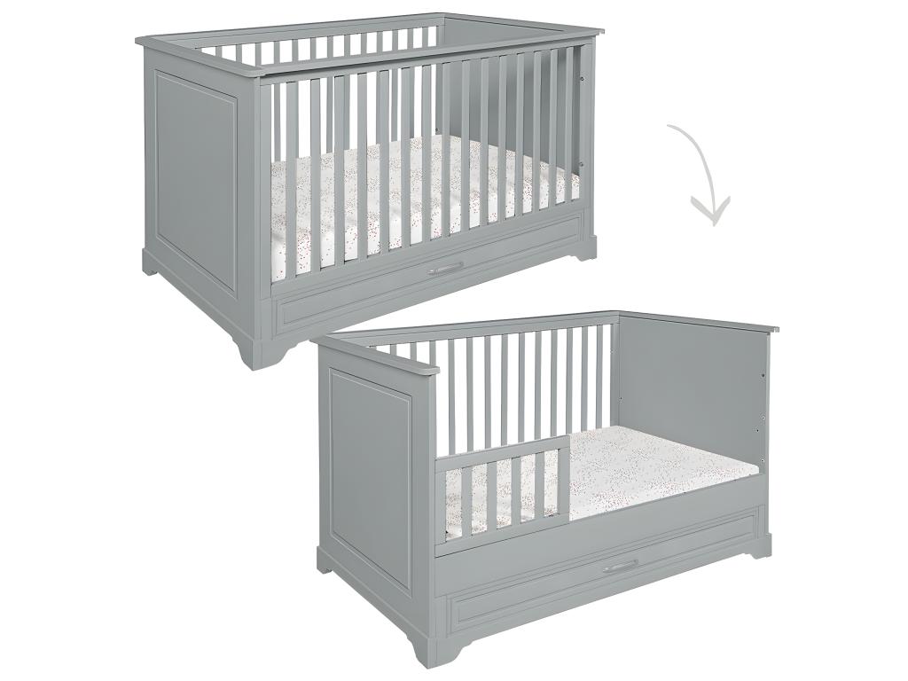 Commode grise à 3 tiroirs, 150,5 x 80 x 90 cm