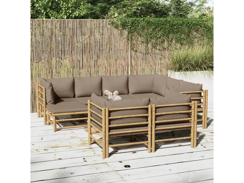 Ensemble de mobilier de jardin marron 10 pièces avec coussins, 55 x 65 x 30 cm
