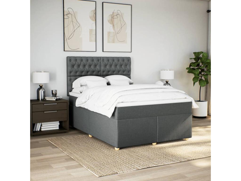 Matelas en tissu gris, 200 x 160 x 150,5 cm