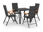 Ensemble de mobilier de jardin noir 5 pièces, 80 x 80 x 74 cm