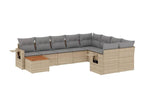 Ensemble de mobilier de jardin beige 10 pièces avec coussins, 55 x 55 x 37 cm - dlz1766569151346