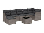 Ensemble de mobilier de jardin gris 8 pièces avec coussins, 62 x 69 x 62 cm