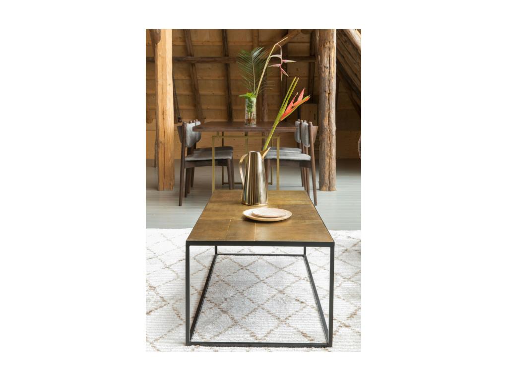 Table basse en métal doré, 110 x 55 x 40 cm