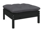 Ensemble de mobilier de jardin 9 pièces en pin noir avec coussins, 63,5 x 63,5 x 28,5 cm