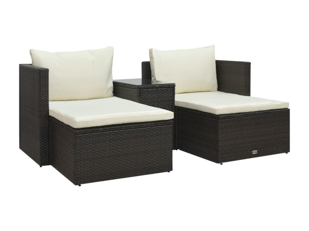Ensemble de mobilier de jardin marron 5 pièces avec coussins, 70 x 70 x 54 cm