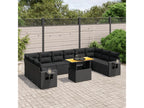 Ensemble de mobilier de jardin noir 11 pièces avec coussins, 62 x 62 x 69 cm