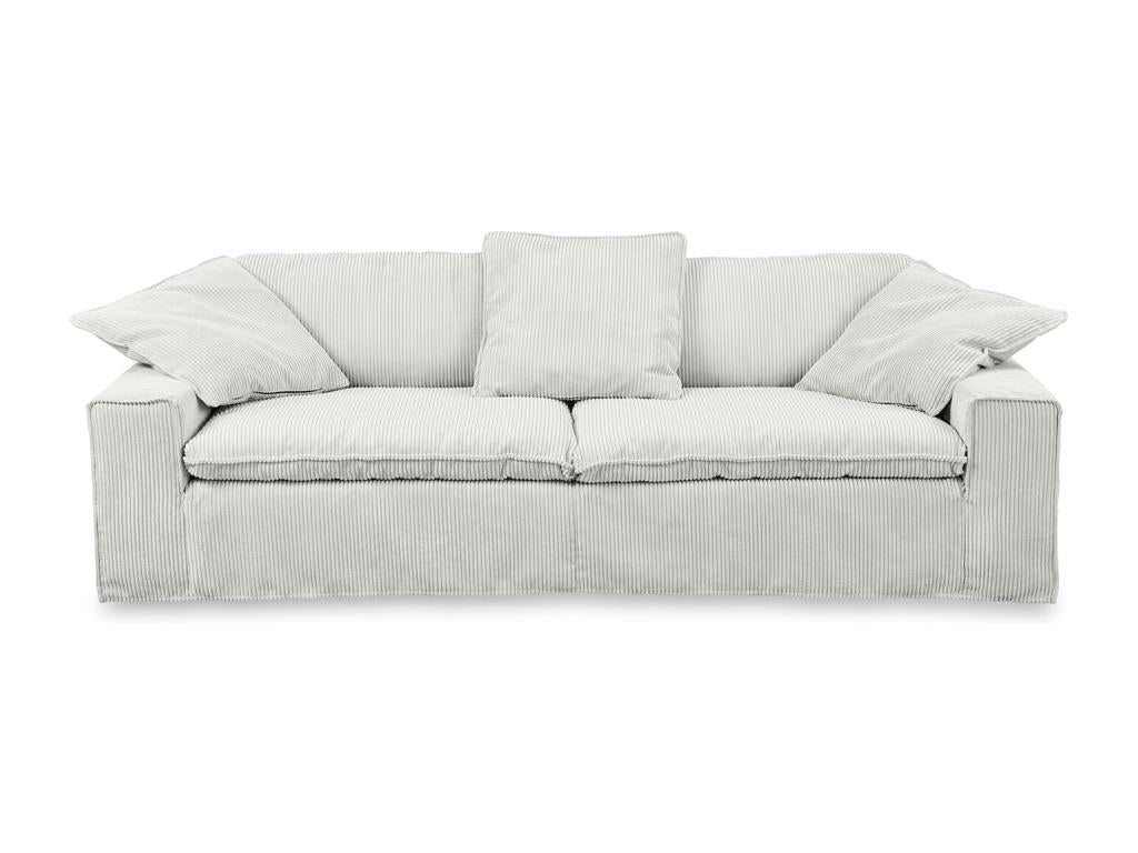 Canapé en velours gris, 258 x 116 x 90 cm