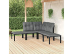 Ensemble de mobilier de jardin noir 5 pièces, 53 x 57 x 75 cm