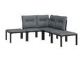 Ensemble de mobilier de jardin noir 5 pièces, 53 x 57 x 75 cm
