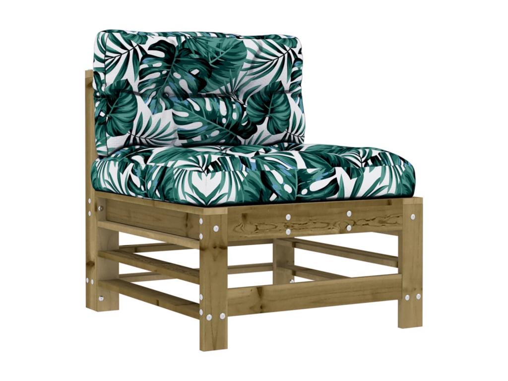 Ensemble de mobilier de jardin 6 pièces en pin brun avec coussins, 57,5 ​​x 63,5 x 60 cm