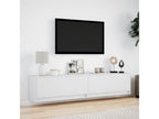 Meuble TV blanc avec éclairage LED, 180 x 31 x 38 cm