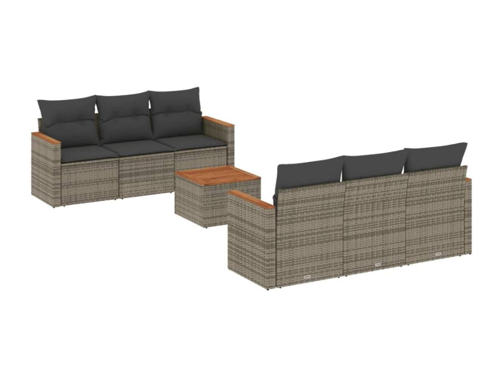 Ensemble de mobilier de jardin gris 7 pièces avec coussins, 62 x 62 x 69 cm - dlz1766569417702