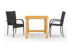Ensemble de mobilier de jardin noir 3 pièces, 88 x 88 x 74 cm
