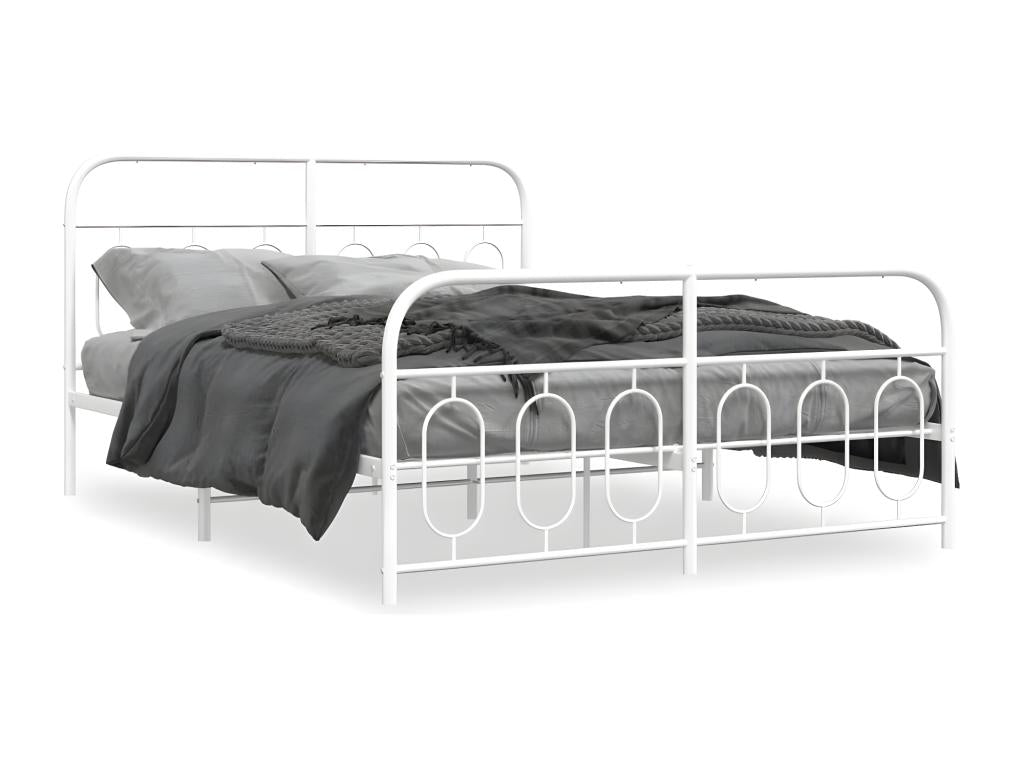 Cadre de lit en métal blanc, 207 x 146 x 100 cm