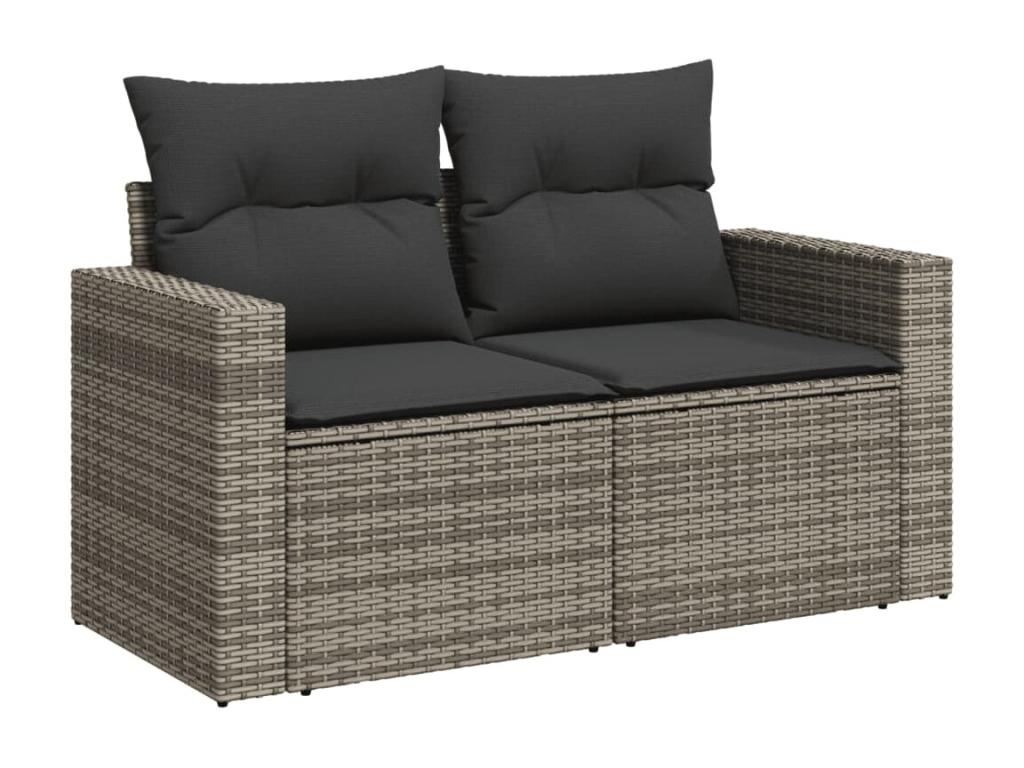 Ensemble de mobilier de jardin gris 14 pièces avec coussins, 62 x 62 x 69 cm