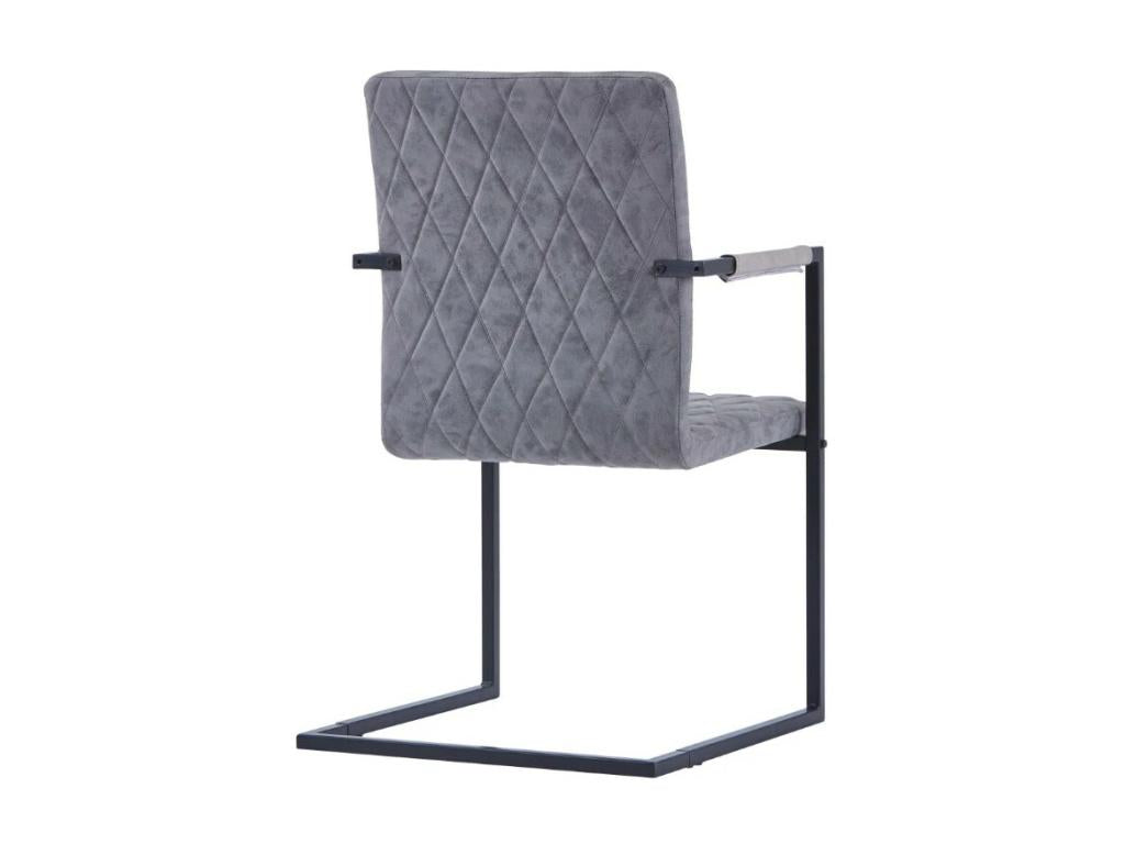 Fauteuil en cuir gris, 53 x 61 x 88 cm