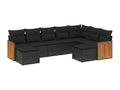 Ensemble de mobilier de jardin noir 9 pièces avec coussins, 55 x 62 x 69 cm