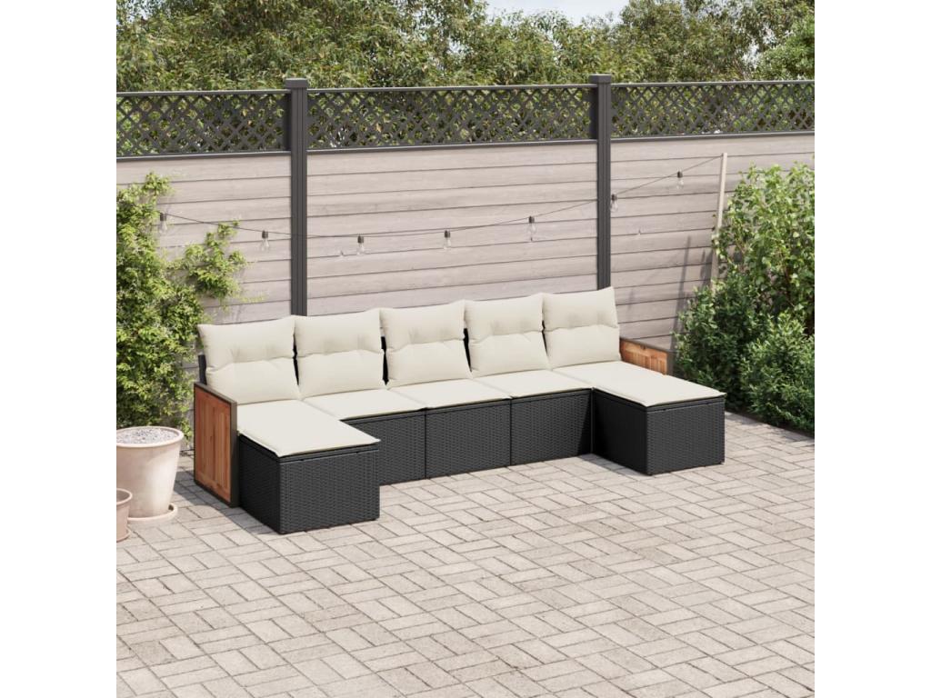 Ensemble de mobilier de jardin noir 7 pièces avec coussins, 62 x 62 x 69 cm - dlz1766568893156