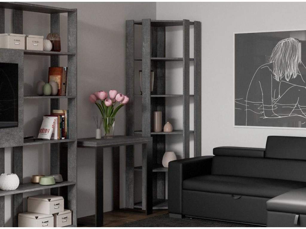 Bibliothèque grise, 60 x 60 x 204 cm