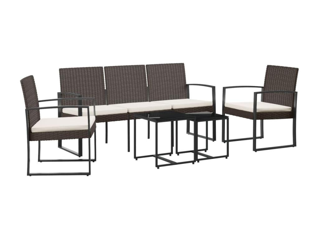 Ensemble de mobilier de jardin marron 5 pièces avec coussins, 40 x 40 x 41 cm