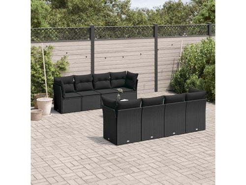 Ensemble de mobilier de jardin noir 9 pièces avec coussins, 55 x 55 x 37 cm - dlz1766568954635