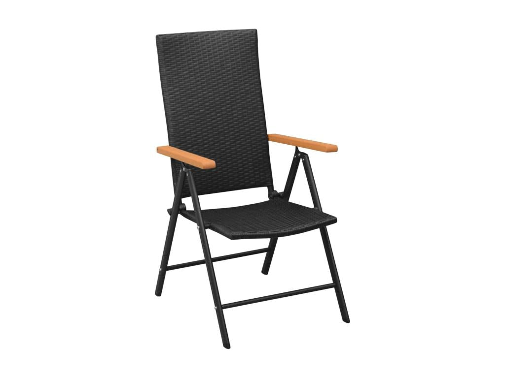 Ensemble de mobilier de jardin noir 5 pièces, 80 x 80 x 74 cm