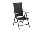 Ensemble de mobilier de jardin noir 5 pièces, 80 x 80 x 74 cm