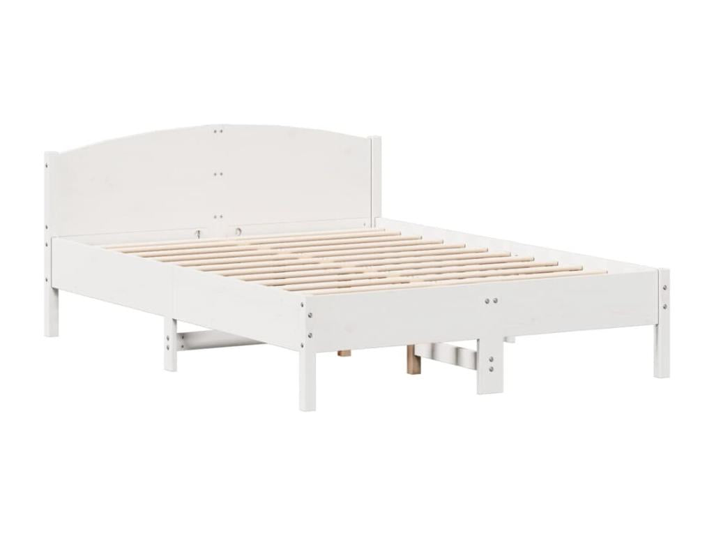 Cadre de lit en pin blanc, 195,5 x 145,5 x 74,5 cm