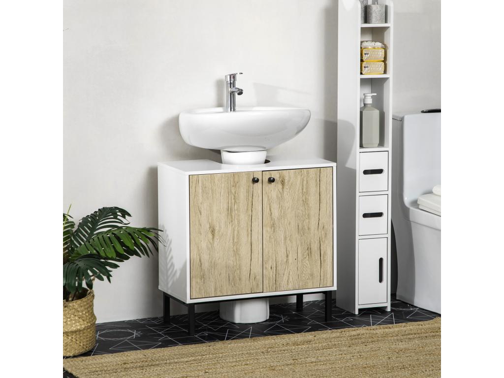 Étagère beige à 2 portes, 60 x 30 x 60 cm