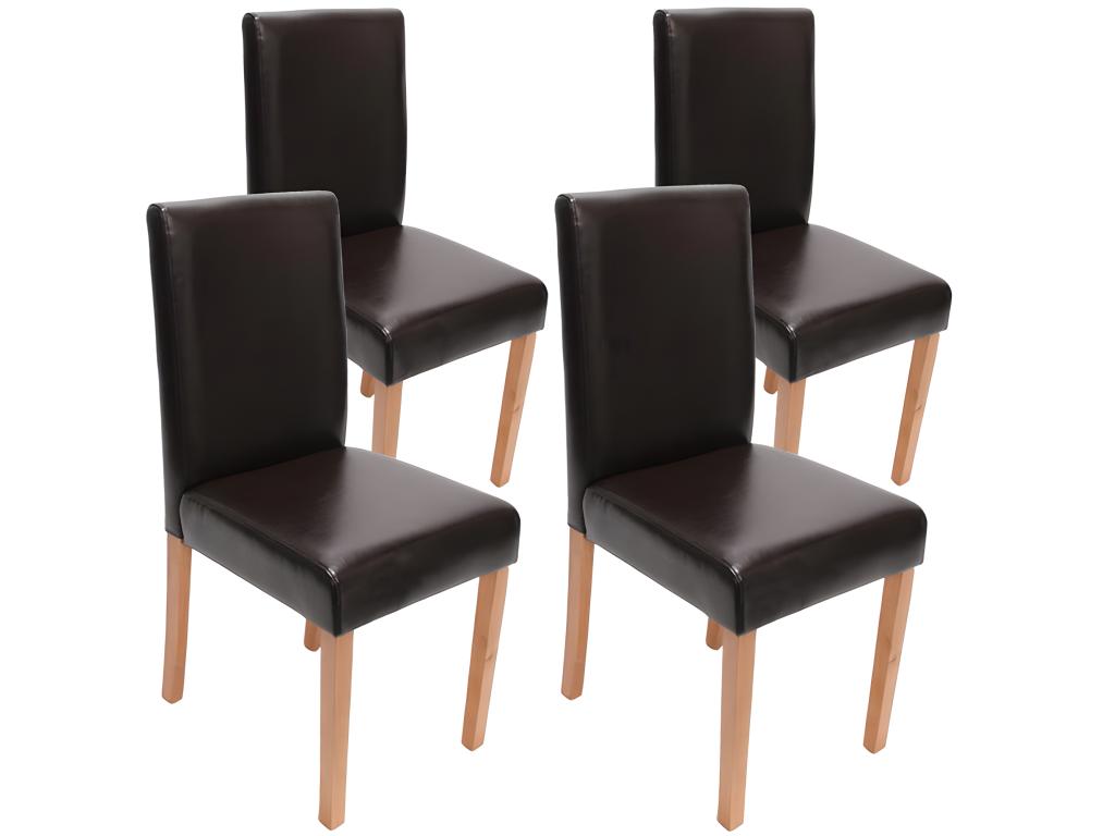 Chaise de salle à manger en cuir marron, 43 x 56 x 90 cm