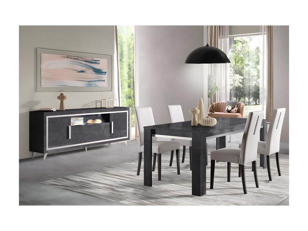 Buffet en marbre gris avec éclairage LED, 160 x 90 x 77 cm