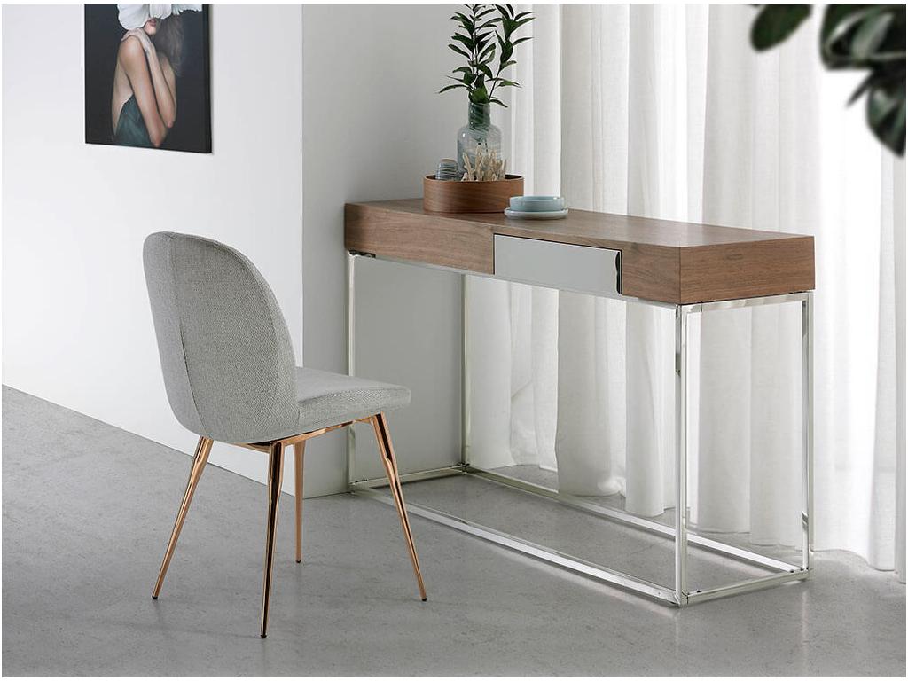 Chaise en tissu orange, 44 x 48 x 82 cm