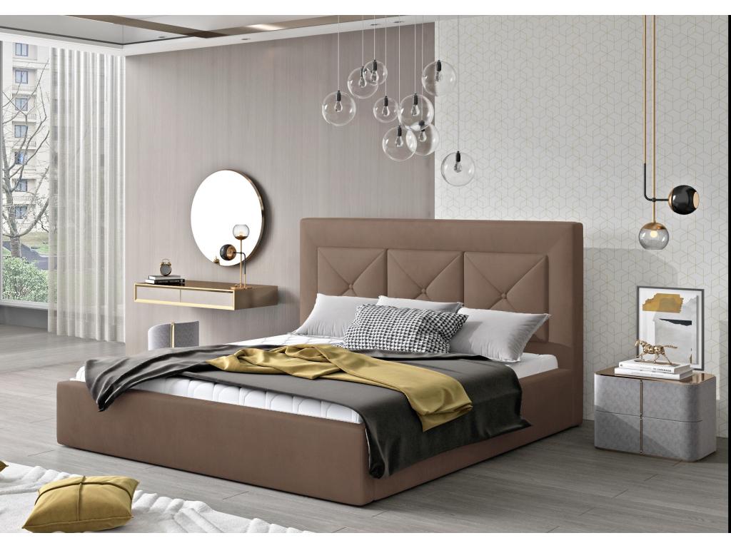 Cadre de lit coffre en velours marron, 180 x 223 x 93 cm