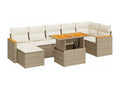 Ensemble de mobilier de jardin beige 8 pièces avec coussins, 62 x 69 x 62 cm