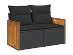 Ensemble de mobilier de jardin noir 11 pièces avec coussins, 55 x 62 x 69 cm