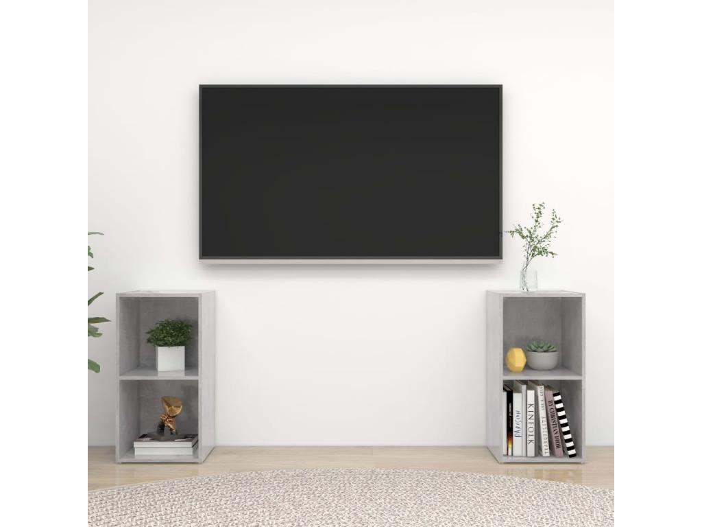 Meuble TV gris 2 pièces, 72 x 35 x 36,5 cm