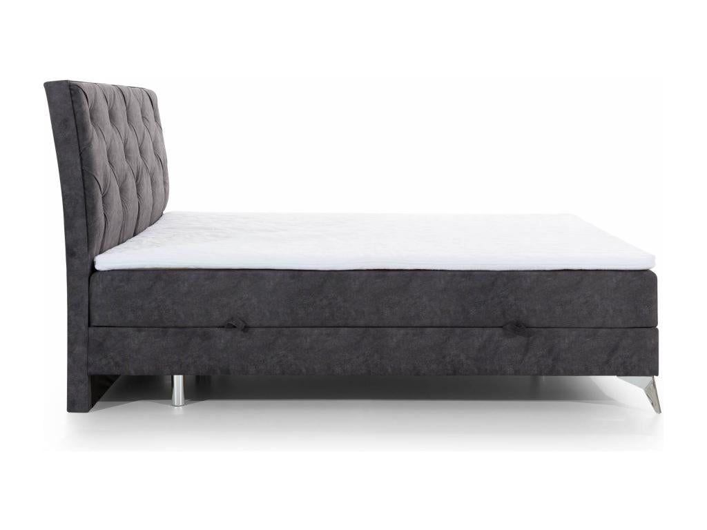 Cadre de lit en tissu gris, 145 x 215 x 118 cm