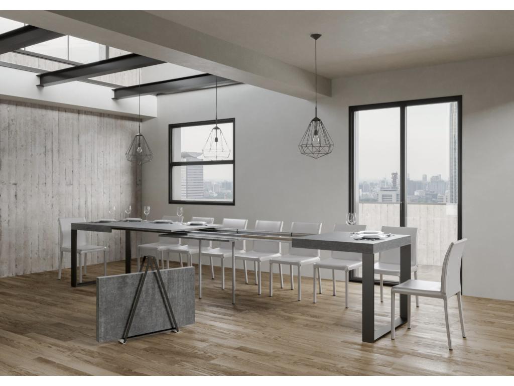 Table de salle à manger grise, 180 x 90 x 77 cm