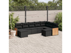 Ensemble de mobilier de jardin noir 9 pièces avec coussins, 55 x 62 x 69 cm