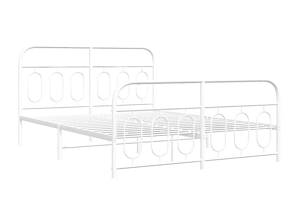 Cadre de lit en métal blanc, 207 x 146 x 100 cm