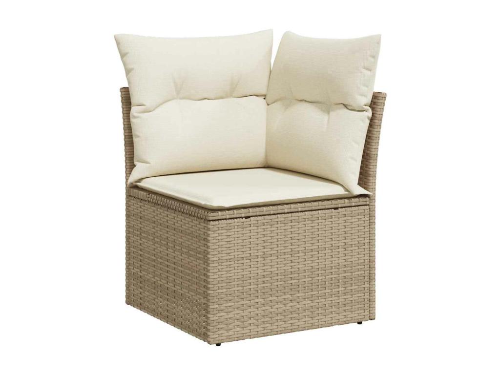 Ensemble de mobilier de jardin beige 8 pièces avec coussins, 62 x 69 x 62 cm
