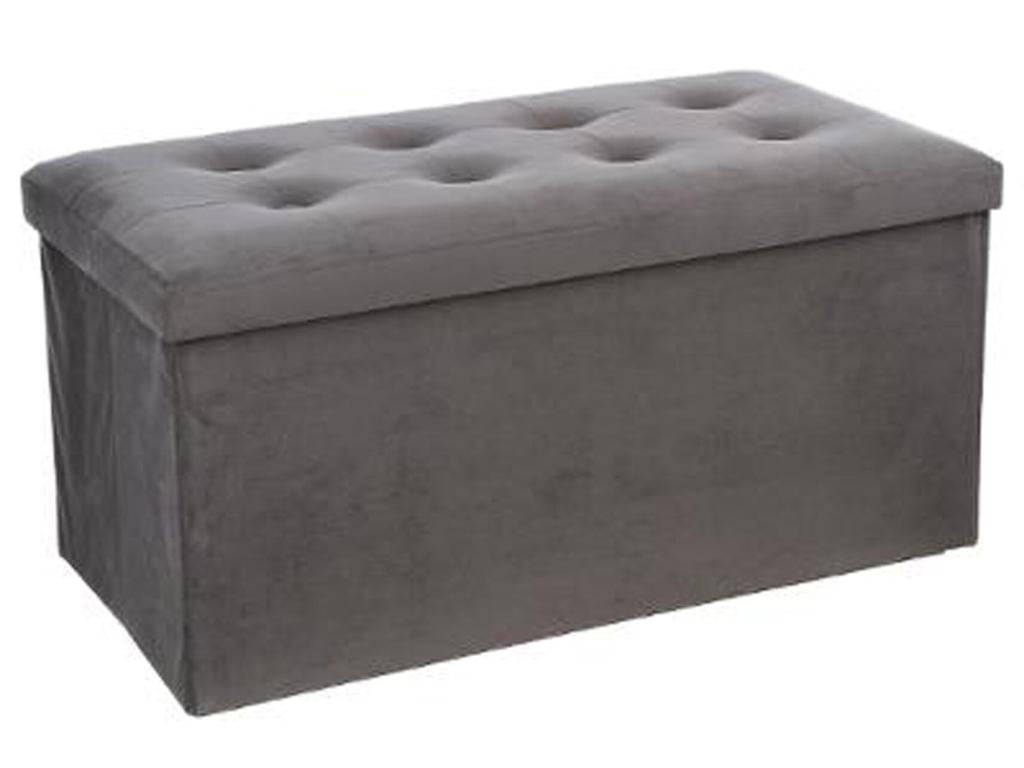 Pouf gris avec rangement, 76 x 38 x 38 cm