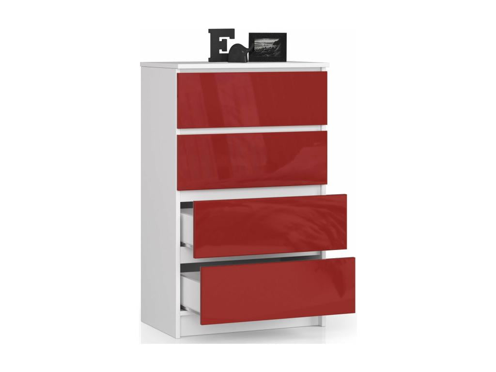 Commode blanche à 4 tiroirs, 60 x 40 x 99 cm