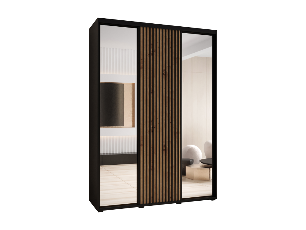 Armoire noire 3 portes, 170 x 60 x 205,2 cm