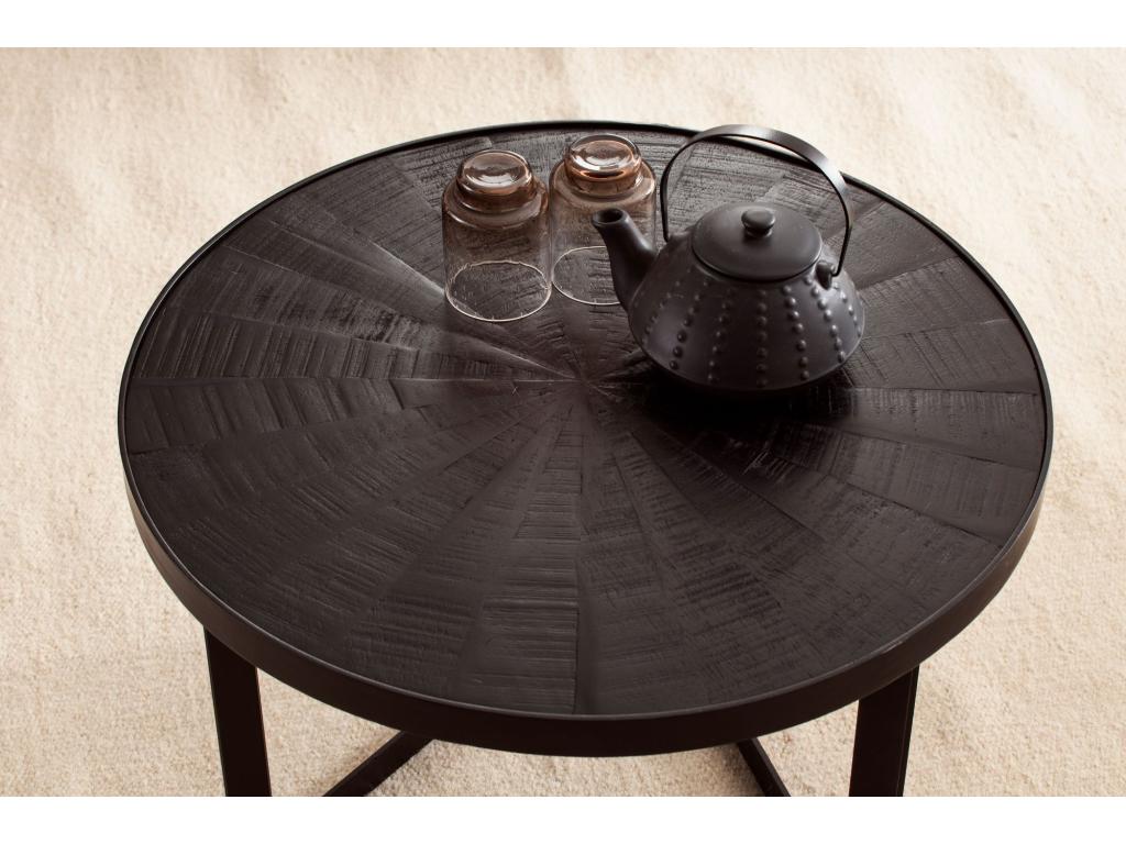 Table basse en bois massif noir, 58 x 58 x 40 cm