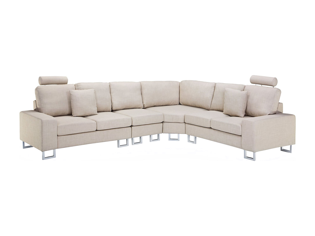 Canapé en tissu beige, 290 x 235 x 103 cm